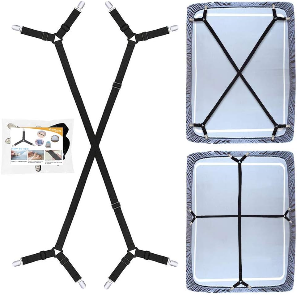 2Pcs Adjustable Sheet Straps for All Bed Sheets and Mattress Covers