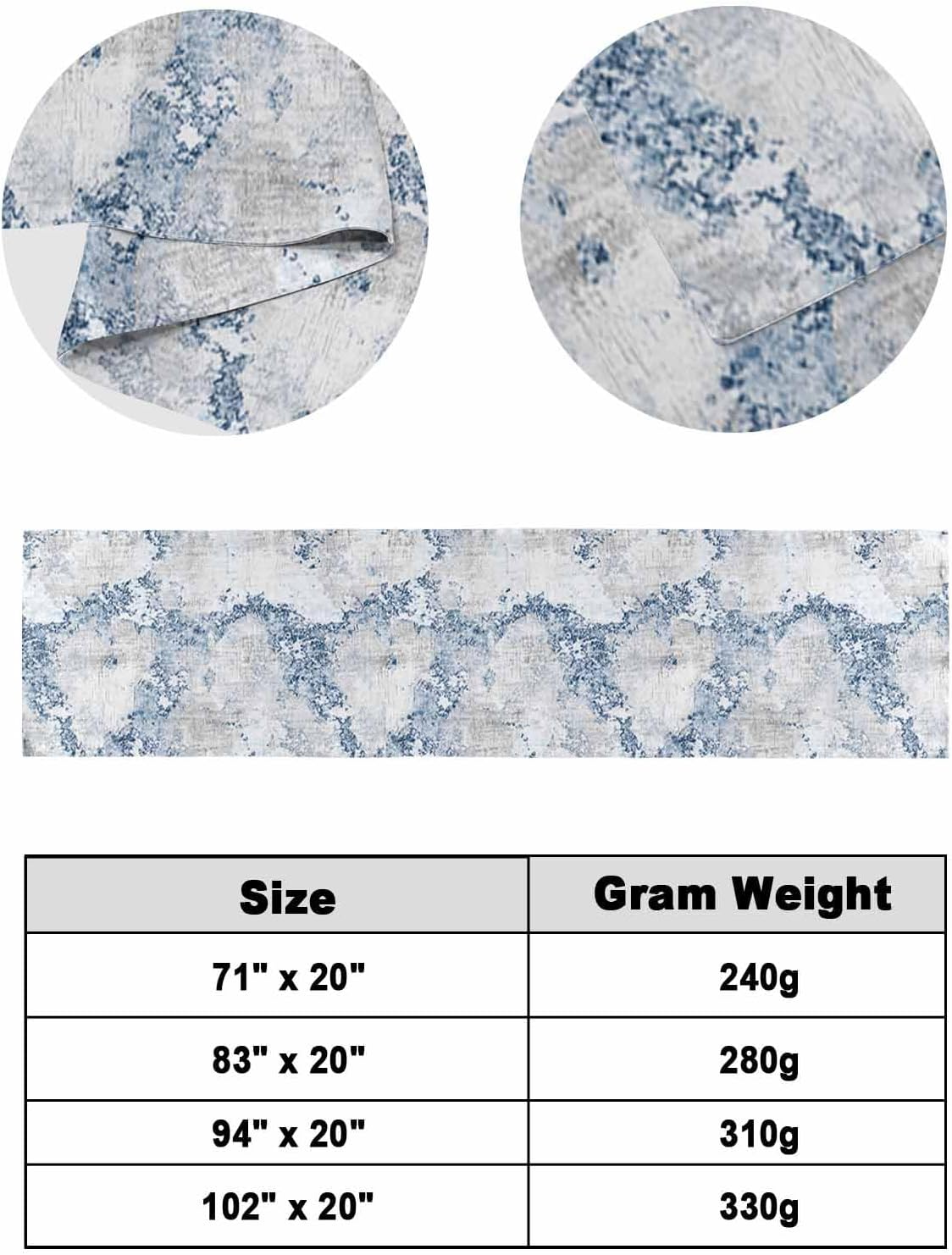 Jolunifun Blue Marble Bed Runner Scarf Queen Size 1