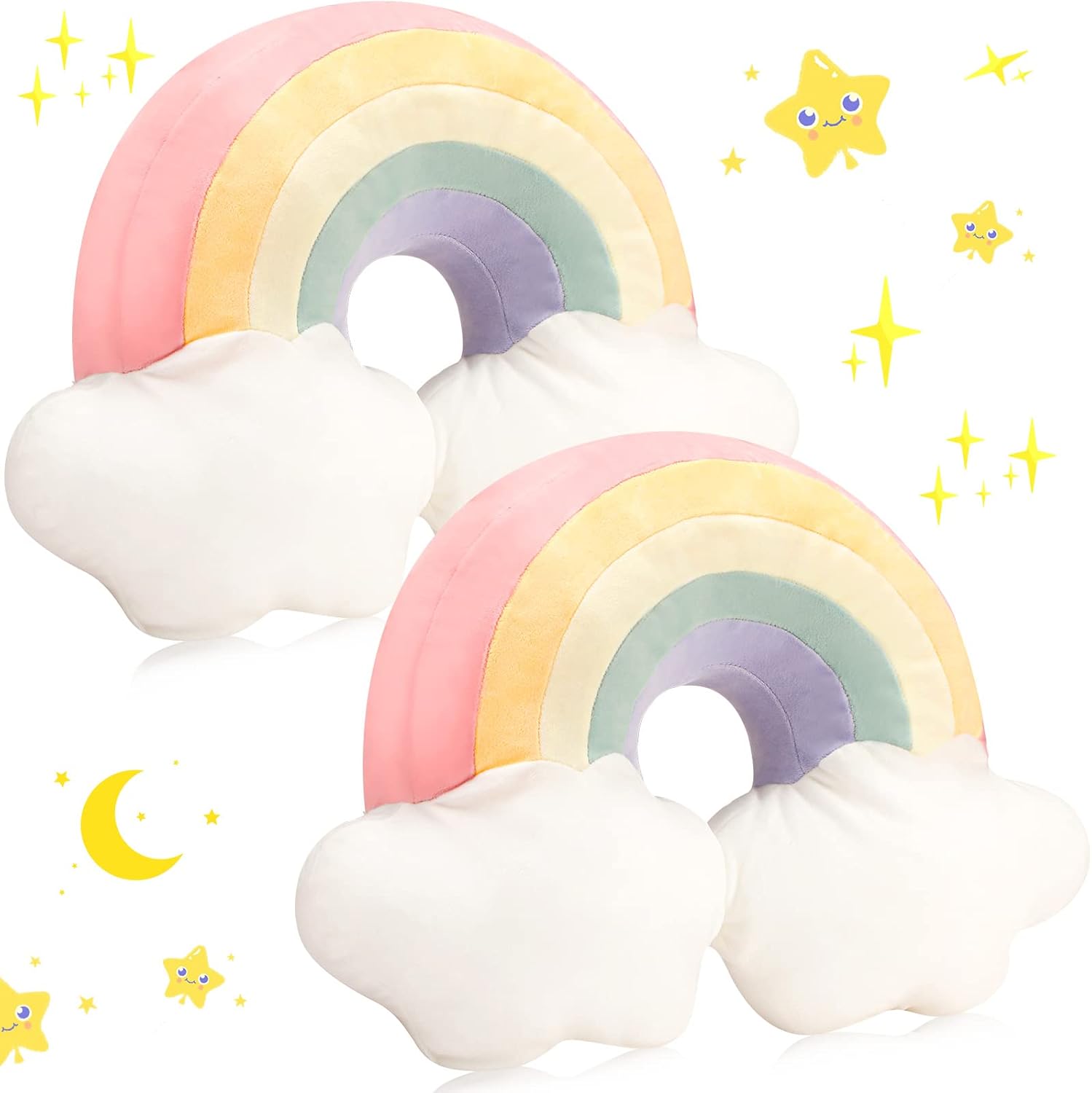 Queekay 21 Inch Rainbow Shaped Throw Pillow Set