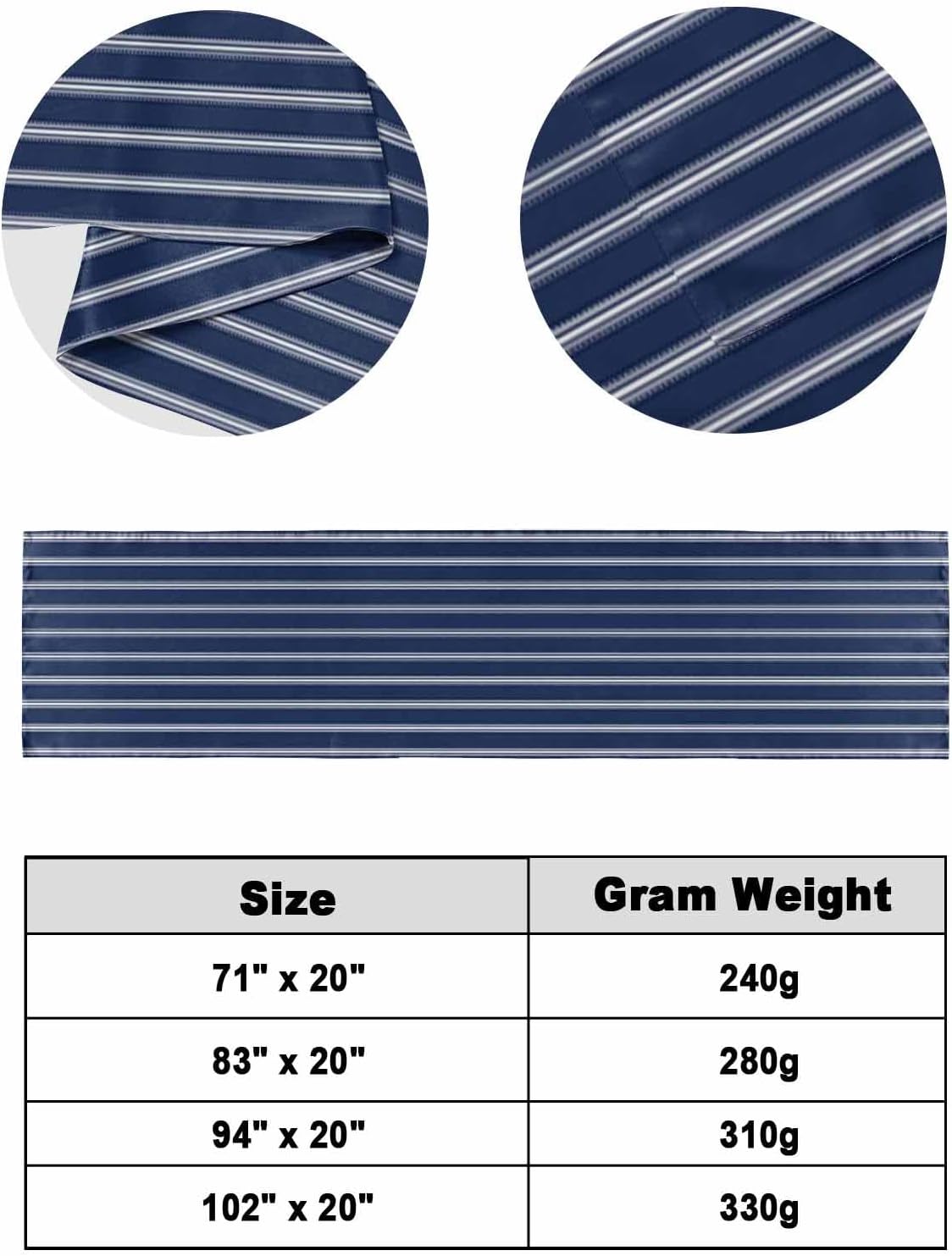 Navy Blue Striped Bed Runner Queen Size Decor