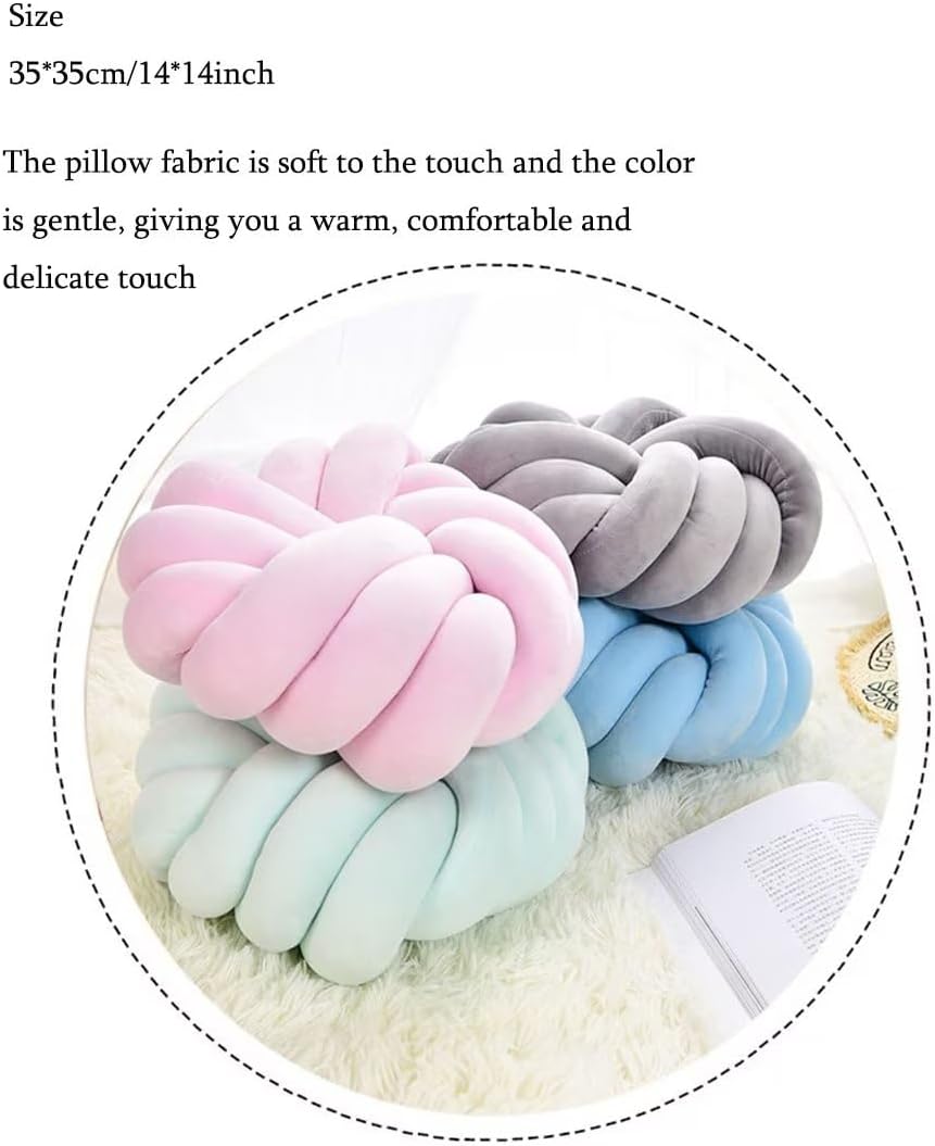 Youjiayi Velvet Knot Pillow Ivory 14x14 Inches