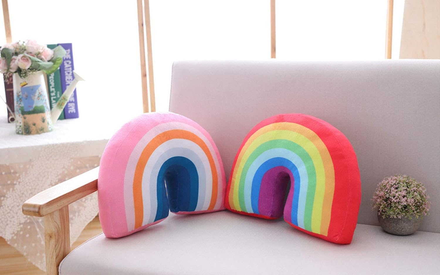 Cute Rainbow Shaped Plush Throw Pillow