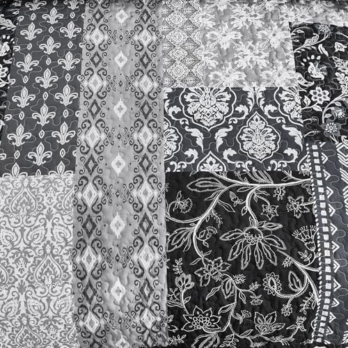 WONGS BEDDING Black Quilt Set King Size 3 Pieces