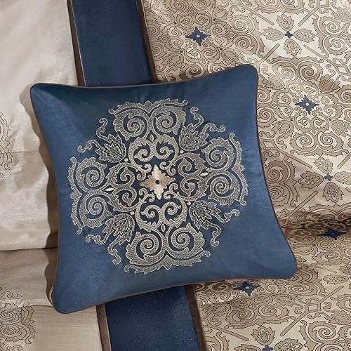 Madison Park 7-Piece Comforter Set Navy Queen