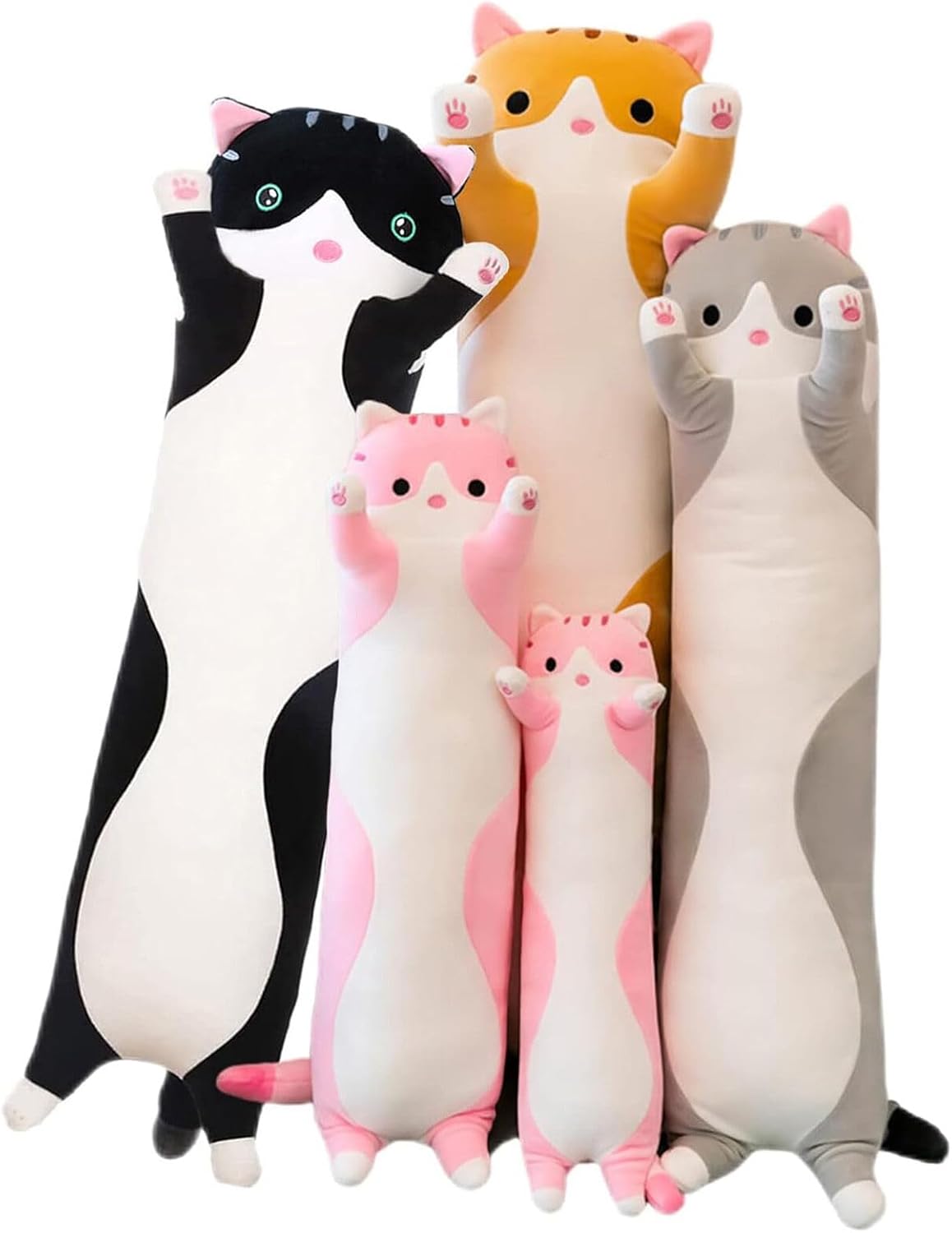 Somao Long Cat Plush Pillow - 90cm Pink Throw Pillow for Kids