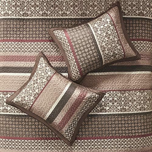 Madison Park Princeton Reversible Quilted Bedspread Set Queen 102x118 Red 5 Piece 1
