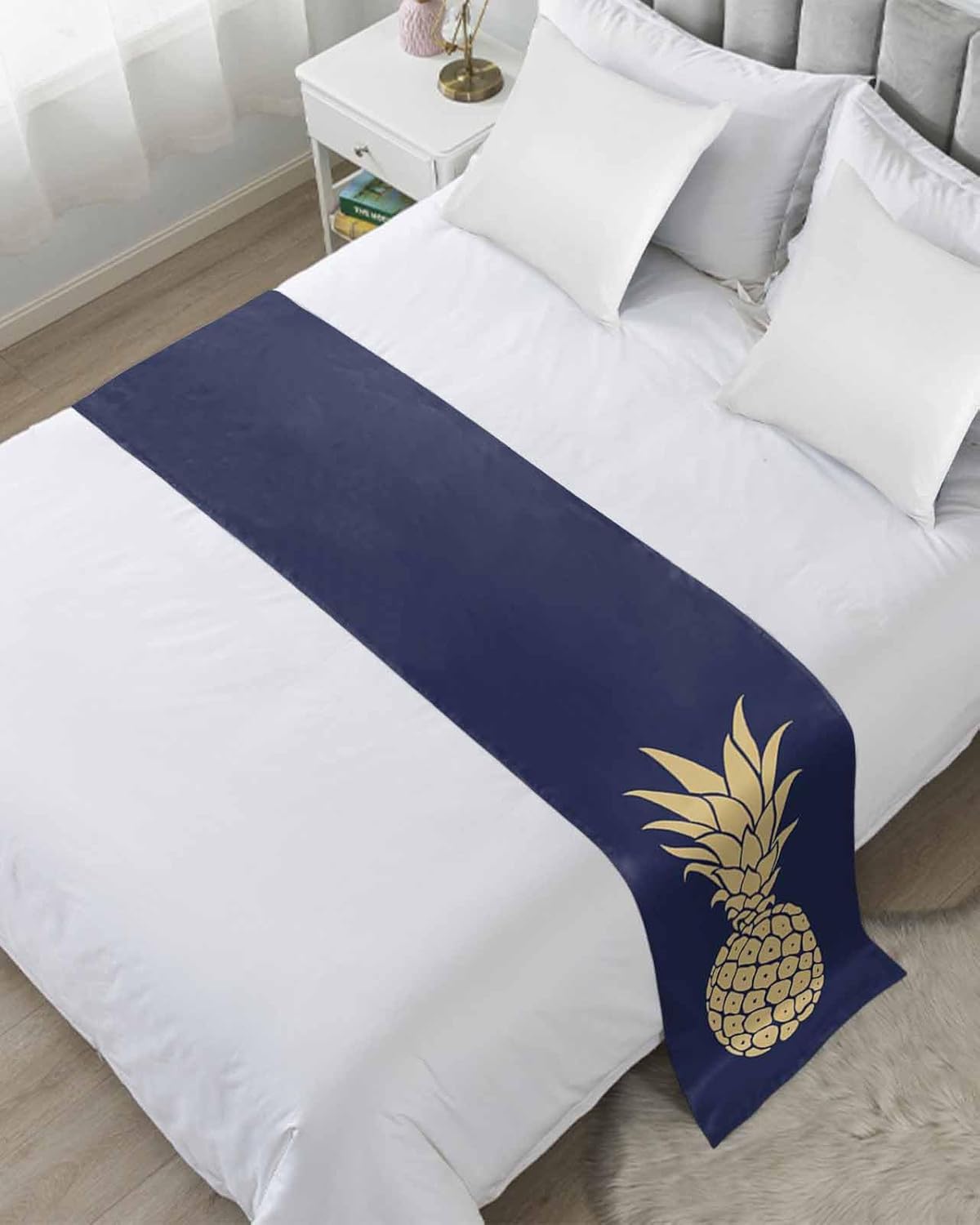 Sabolny Geometric Pineapple King Size Bed Runner Scarf Luxury 94x20