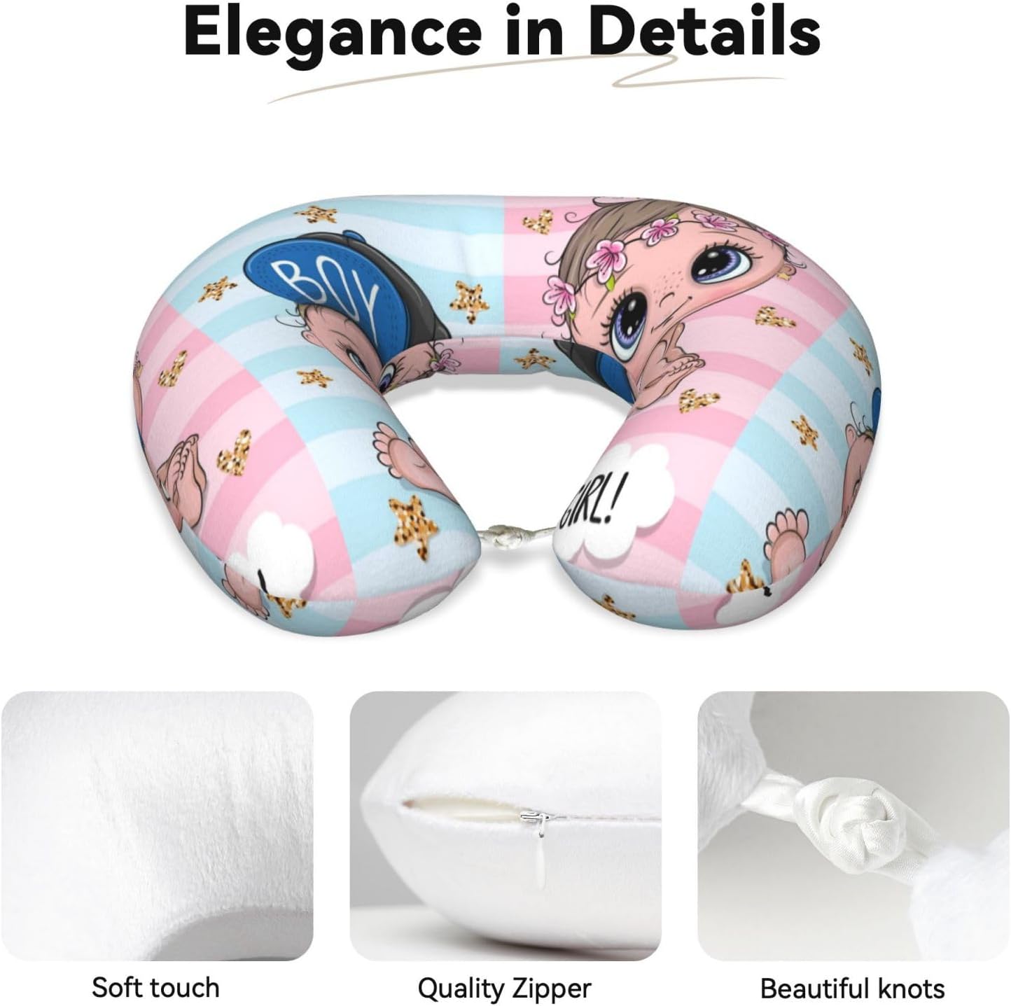Memory Foam Travel Neck Pillow with Velvet Cover