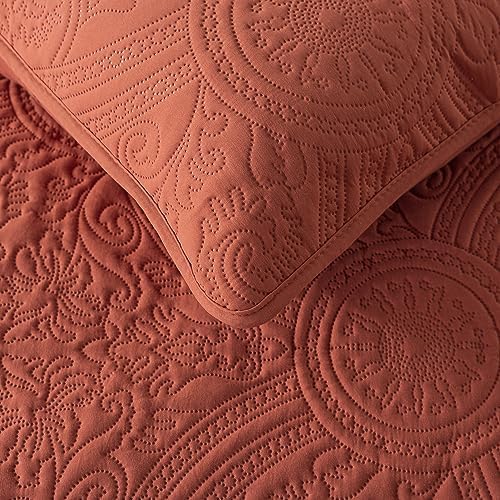 ROARINGWILD Boho Burnt Orange Quilt Set with Pillow Shams