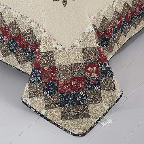 Jameswish Floral Patchwork Quilt Set Queen Size 1