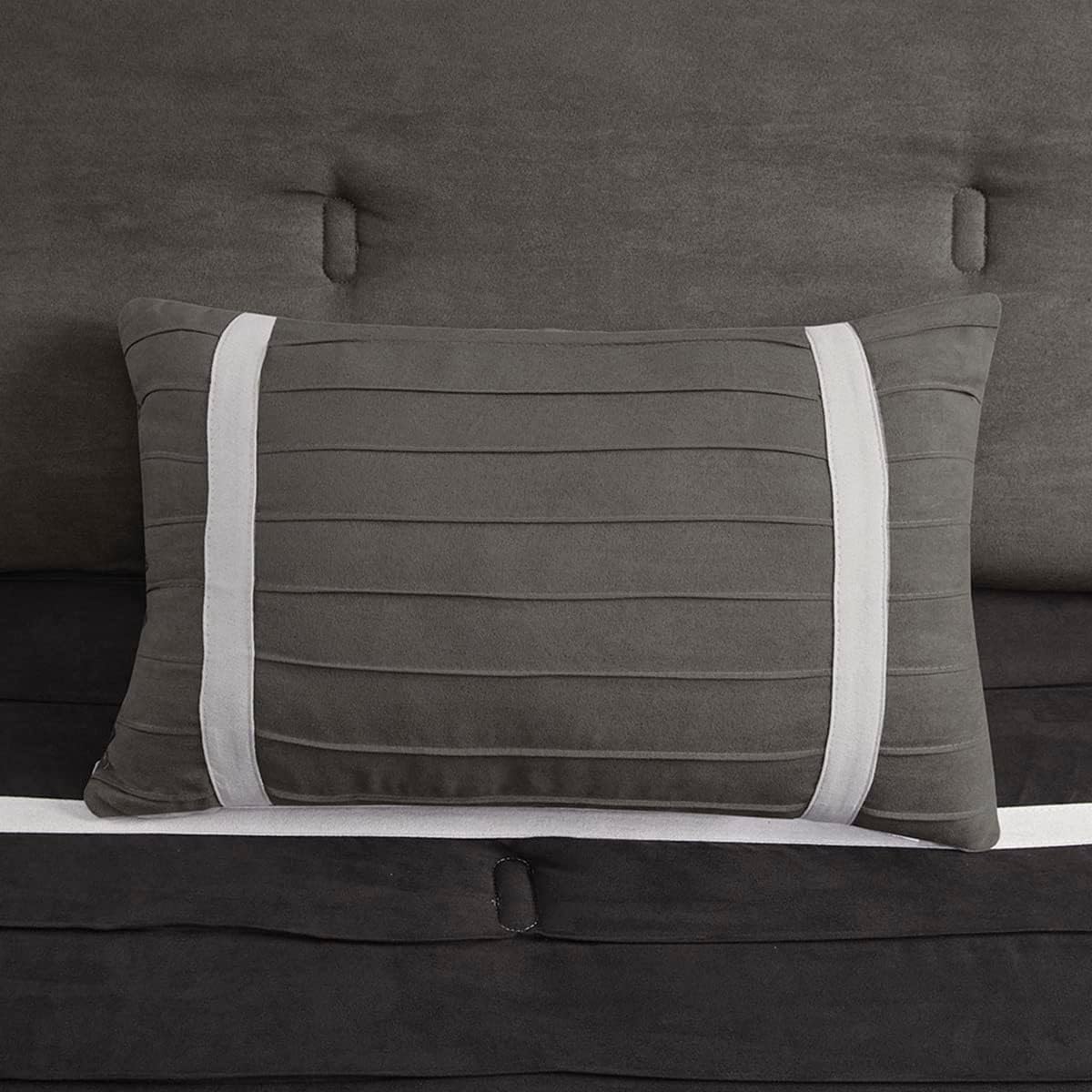 Madison Park Palmer Comforter Set - Faux Suede Black Queen 7 Piece
