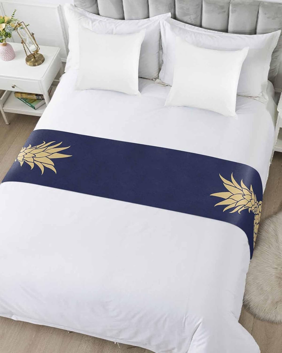 Sabolny Geometric Pineapple King Size Bed Runner Scarf Luxury 94x20