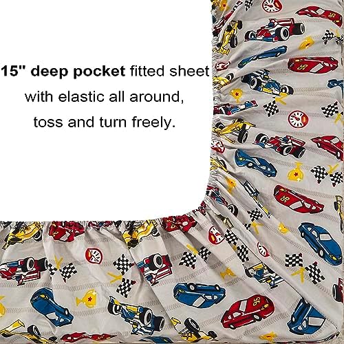 Mooreeke Twin Comforter Set for Boys Kids Racing Car Bedding
