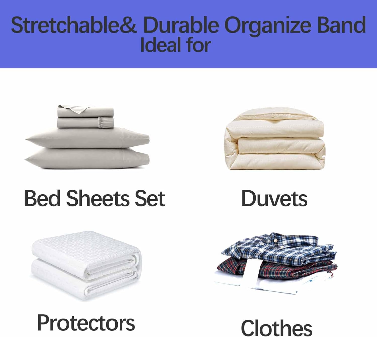 Siaomo Bed Sheet Organizer Bands - Twin 4PCS Blue