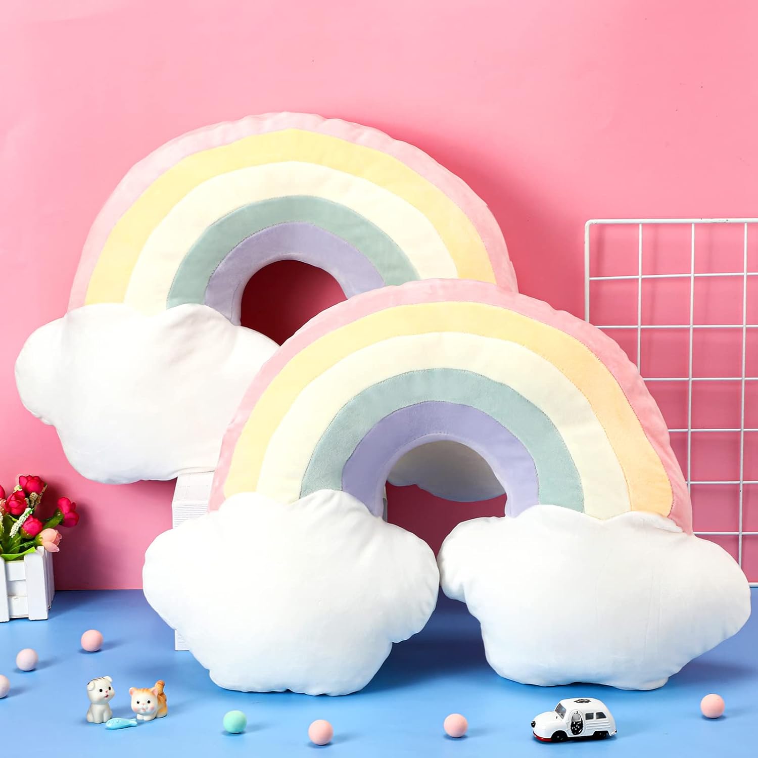 Queekay 21 Inch Rainbow Shaped Throw Pillow Set