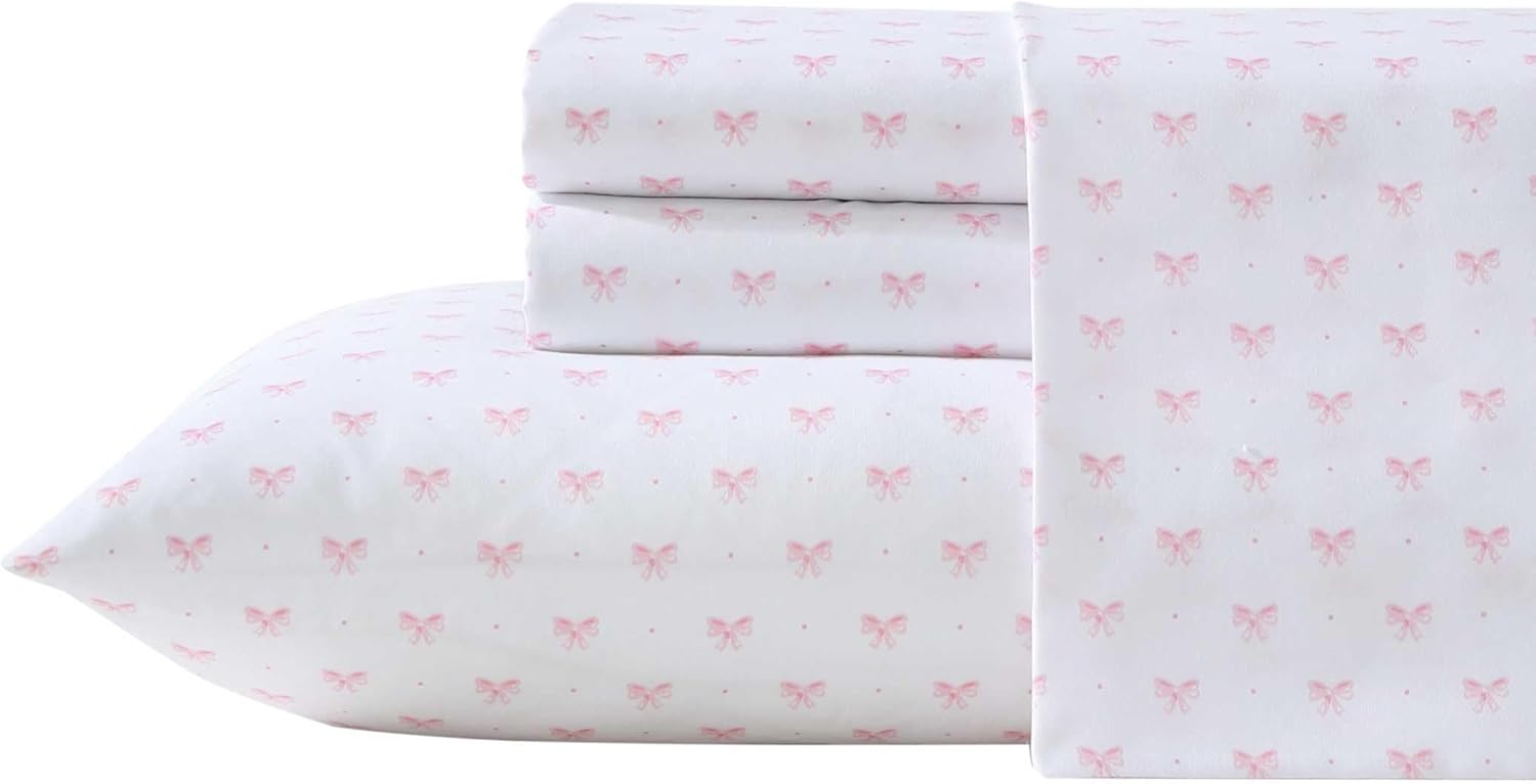 Laura Ashley Kids Sheet Set with Bows Pink Twin XL