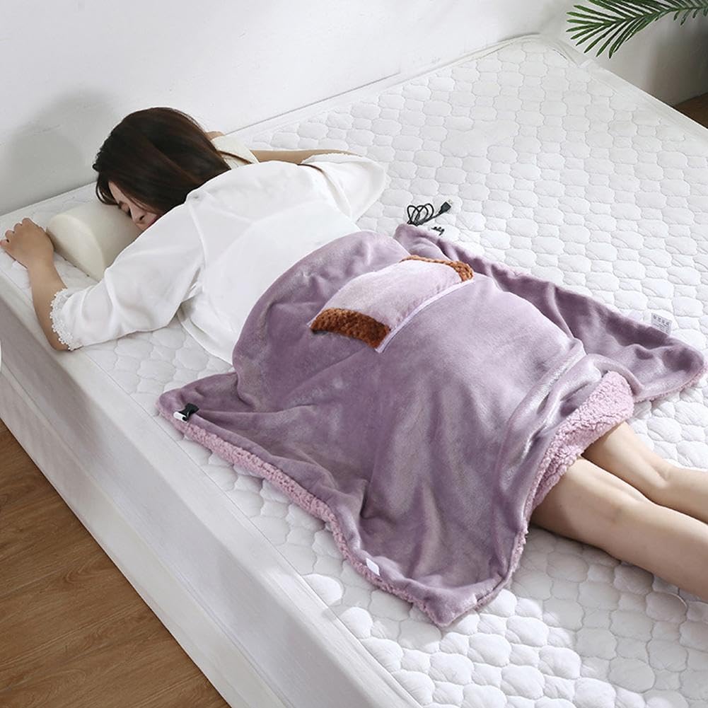Electric Heated Throw Blanket with USB Pocket Fast Heating and Safe