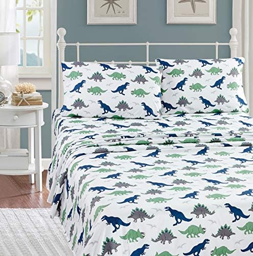 Linen Plus Queen Sheet Set with T-rex Design