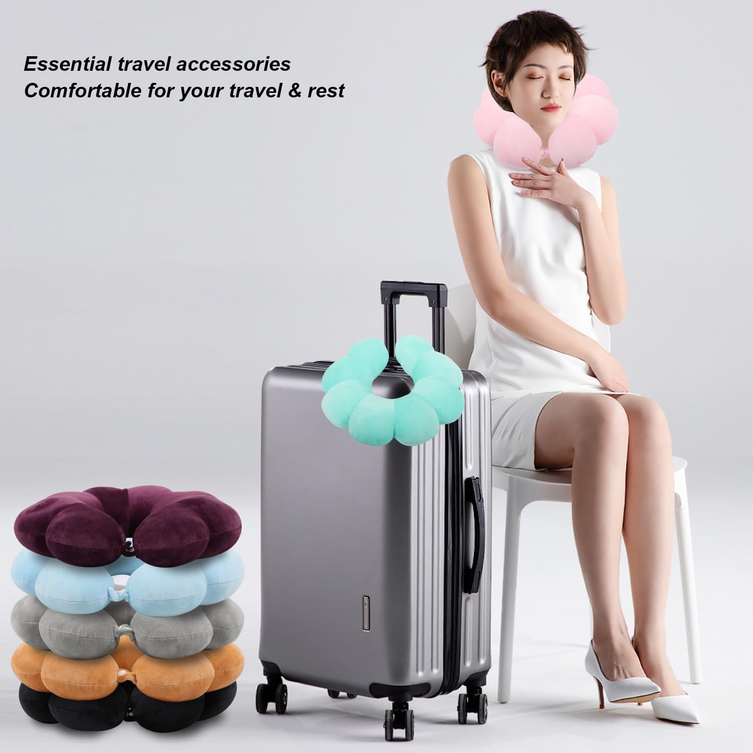 Sexysamba Daisy Flower Travel Neck Pillow for Adults Kids
