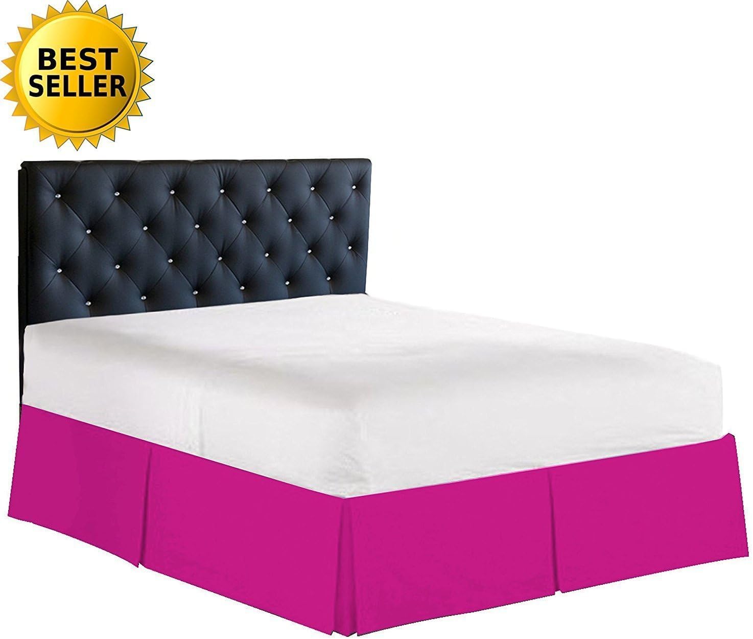 Elegance Linen Luxury 1500 Thread Count Bed Skirt - Twin Pink 14inch Drop