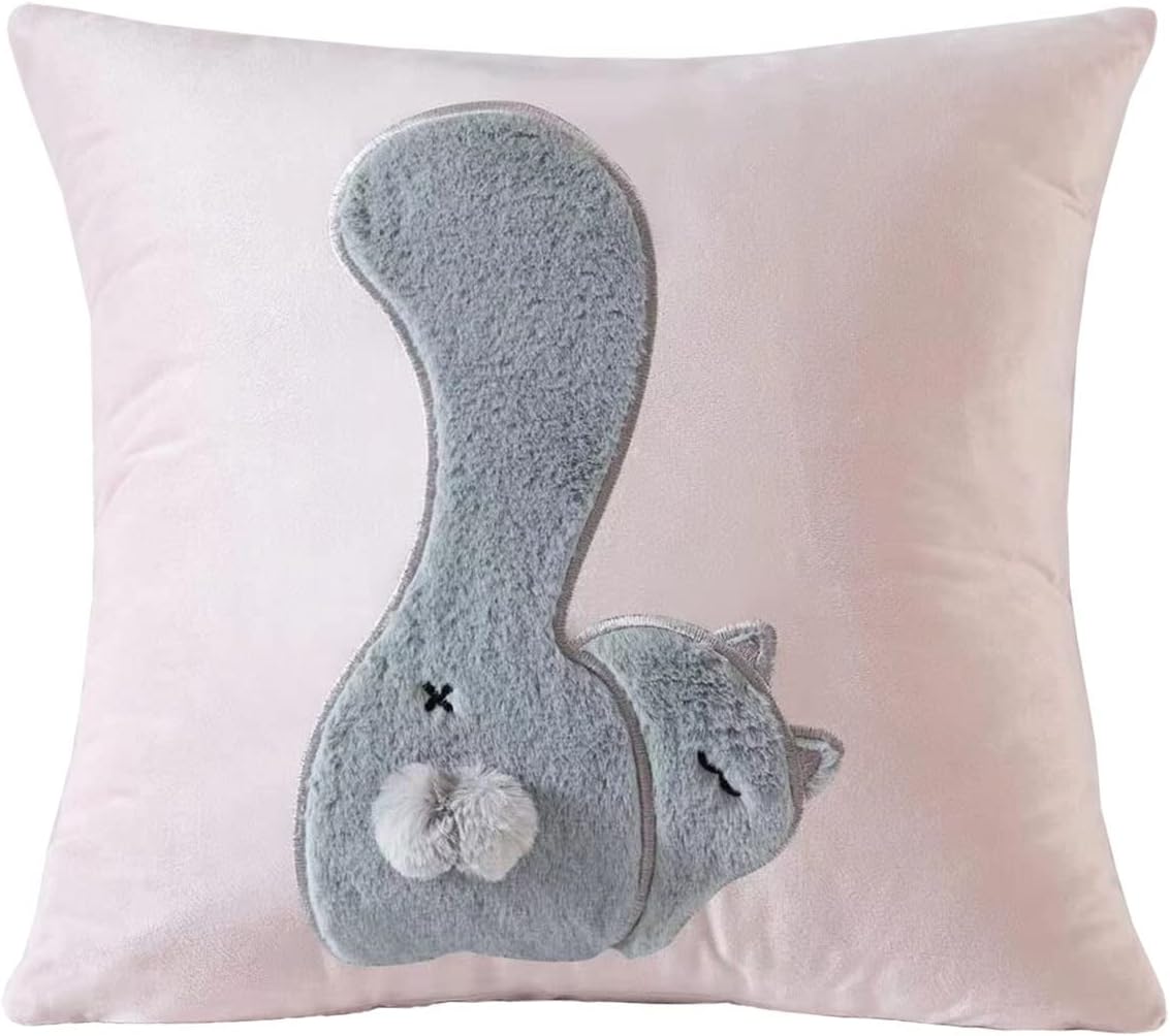 Cute Fluffy Rabbit Throw Pillow Comfortable Square 177in Pink