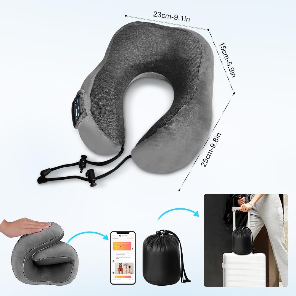 Ateupom Travel Pillow with Bluetooth Headphones