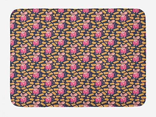 Ambesonne Cartoon Rat Girl Bath Mat Plush Non-Slip 302 x 20