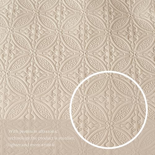 WURUIBO Full Queen Quilt Set Beige Microfiber
