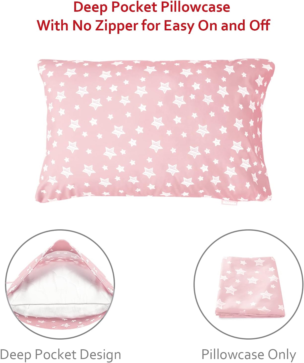 Moonsea Toddler Bed Sheets Set - Pink Star Print 3 Piece