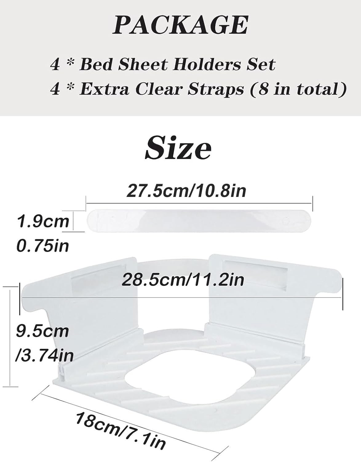 HYZYey Bed Sheet Holders 4 Sets with 8 Plastic Fasteners