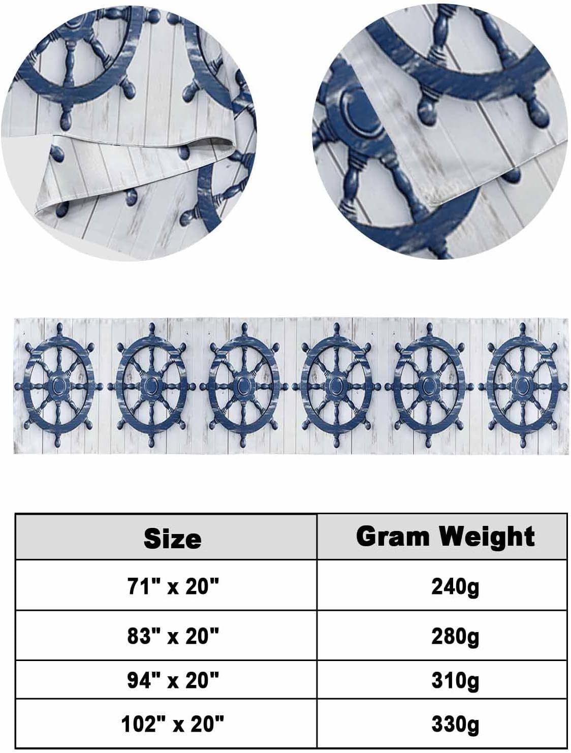 Homechoid Blue Coastal Bed Runner for Twin Size