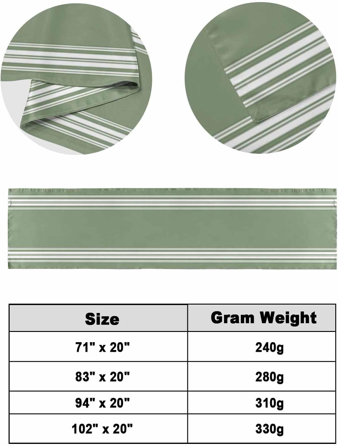 DecorLovee Dark Sage Green Bed Runner Queen Size