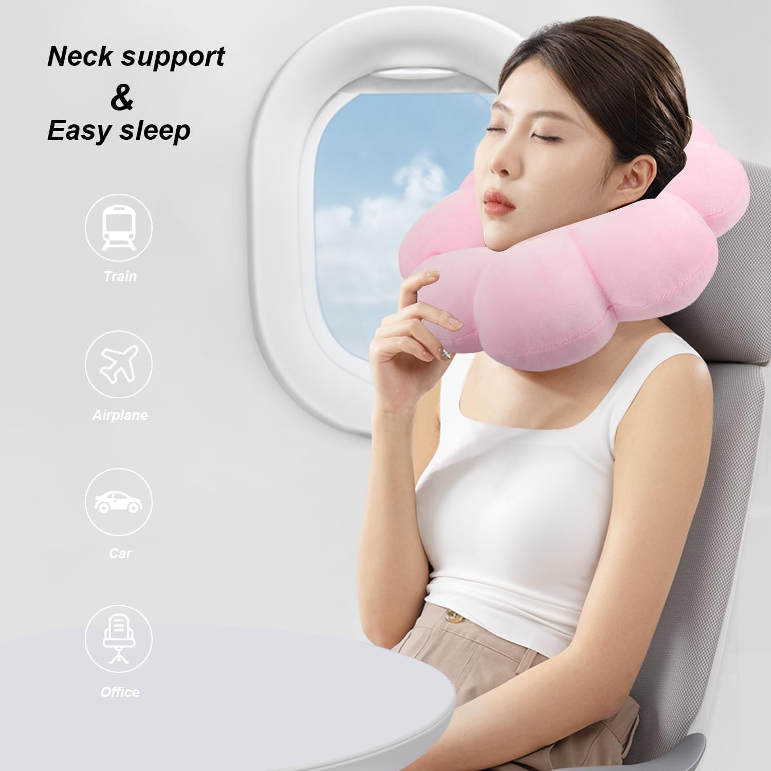 Sexysamba Daisy Flower Travel Neck Pillow for Adults Kids