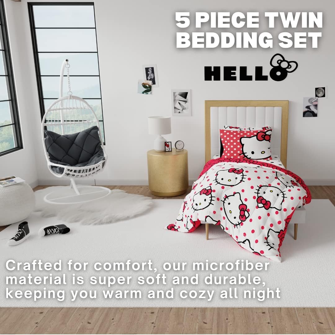 Franco Collectibles Hello Kitty Polka Dot Comforter Set