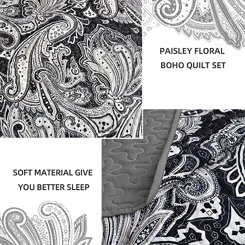 DJY Black Paisley Quilt Set 3 Piece Full Size 1