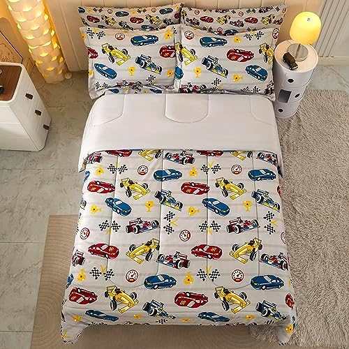 Mooreeke Twin Comforter Set for Boys Kids Racing Car Bedding