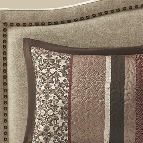 Madison Park Princeton Reversible Quilted Bedspread Set Queen 102x118 Red 5 Piece 1