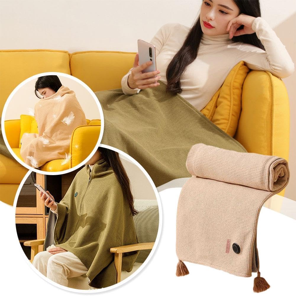 USB Heated Blanket with 3 Levels Portable Heated Shawl Wrap