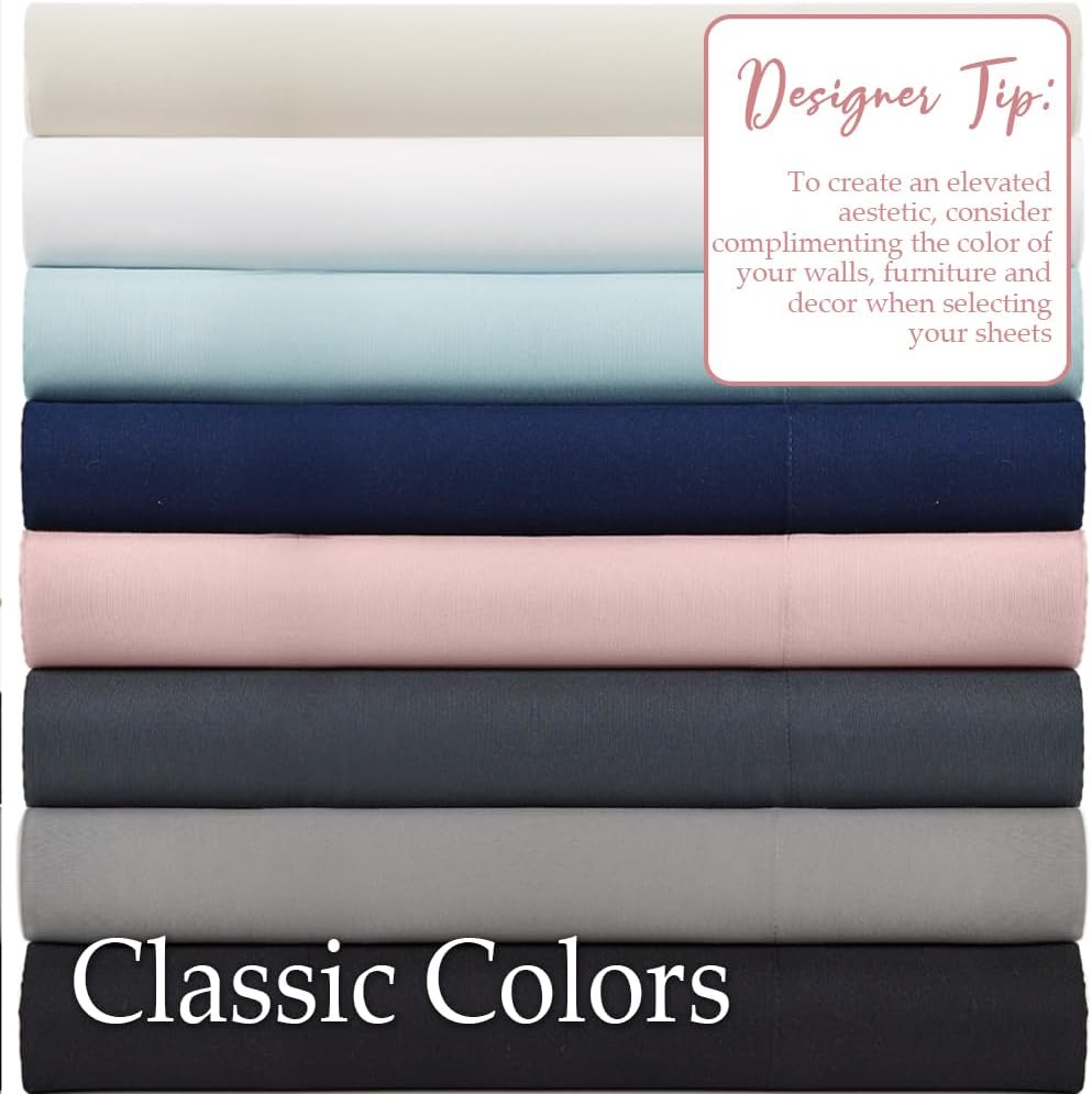 lalaLOOM Soft Gray Queen Sheet Set 4 Piece Microfiber Linen