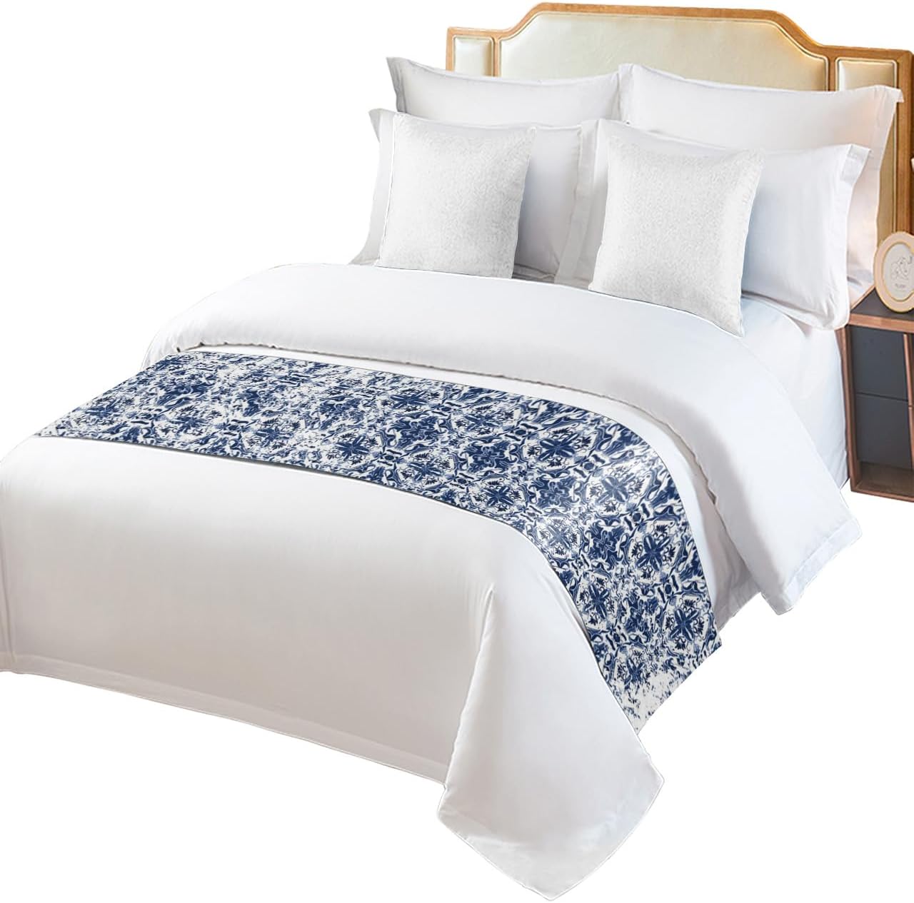 Ldtrchee Navy Blue Bed Runner for Queen Size Bed