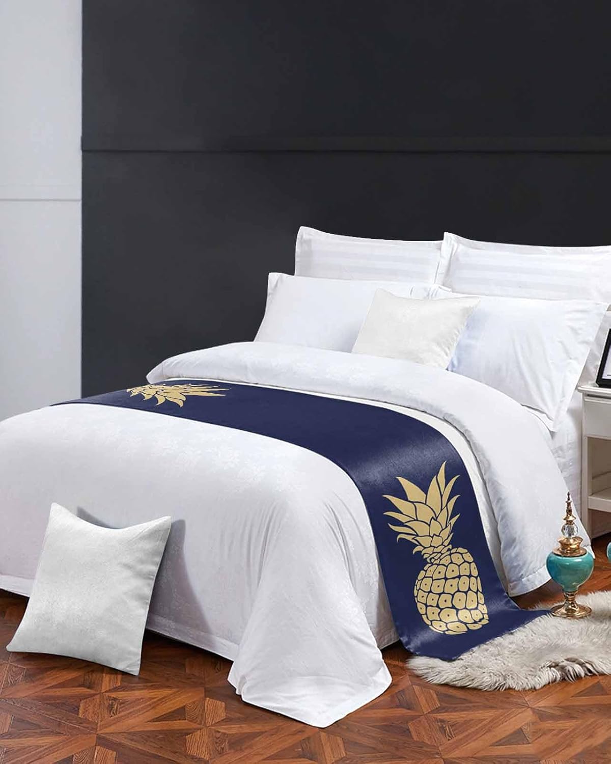 Sabolny Geometric Pineapple King Size Bed Runner Scarf Luxury 94x20