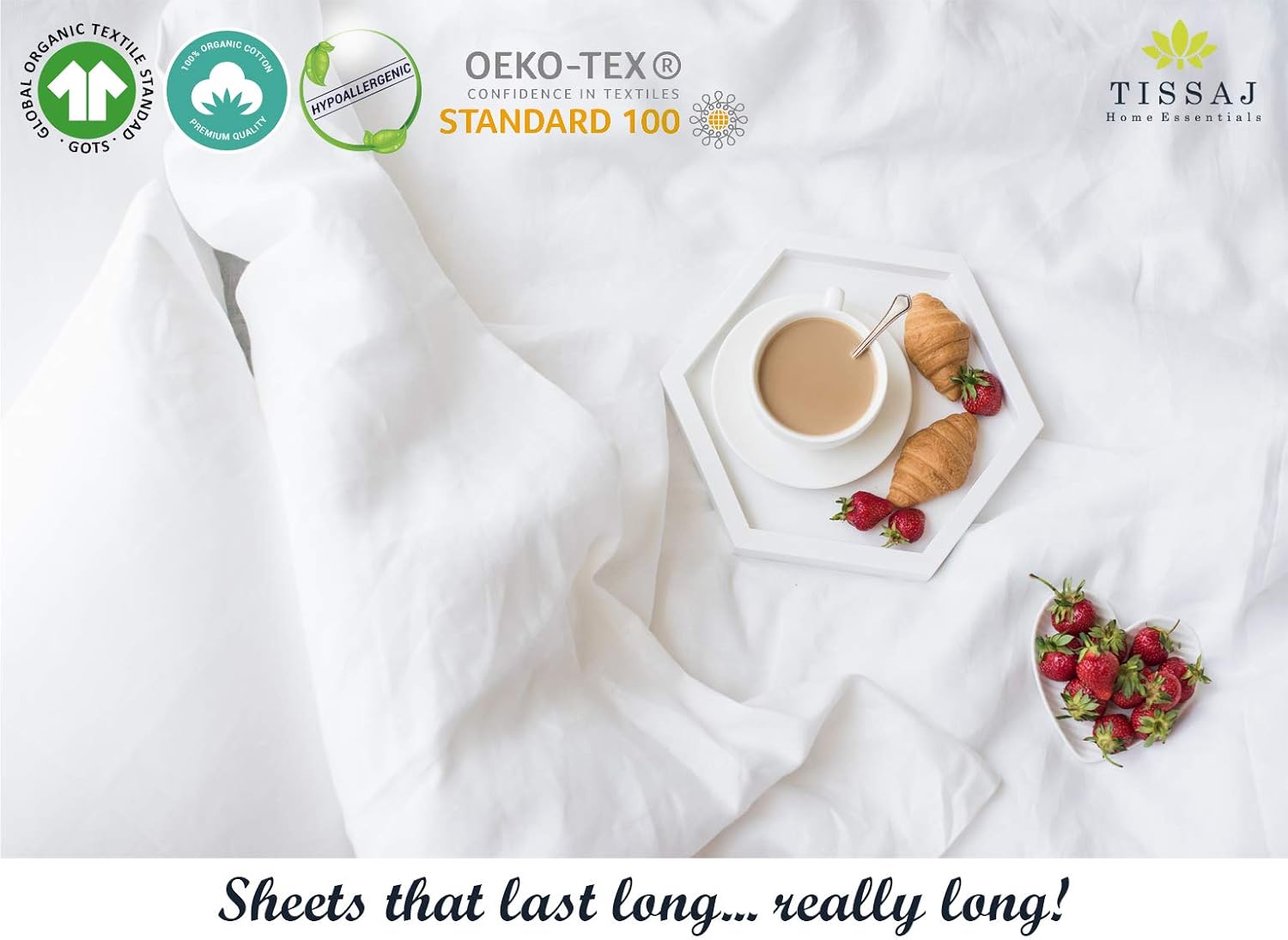 Tissaj Organic Cotton Sheets Twin XL Set of 3