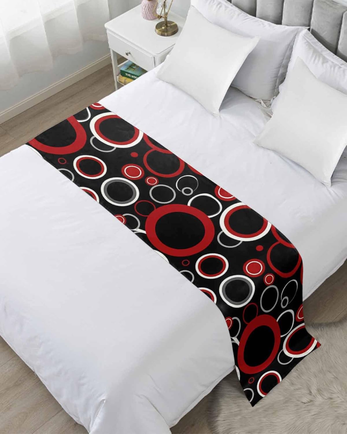 Sabolny Red Black Bed Runner Scarf Full Queen