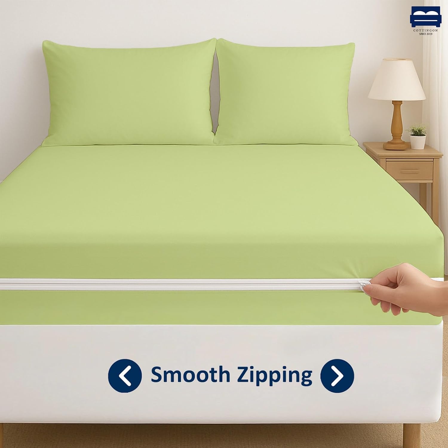 Cottingon California King Zipper Fitted Sheet Sage