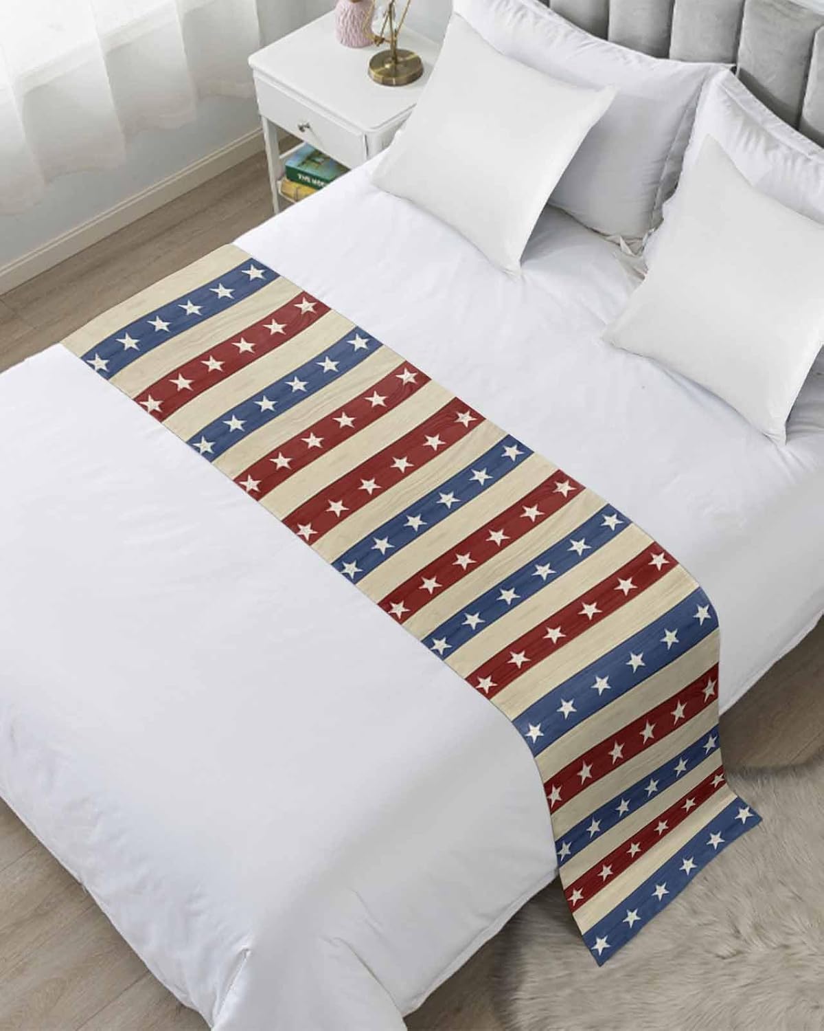 Litter Star Independence Day Bed Runner Scarf Stars and Stripes 83x20in