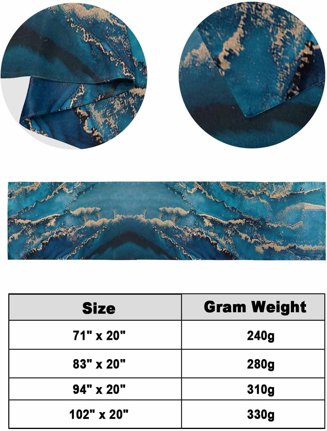 Homechoid Marble Blue Bed Runner for King Size Bed