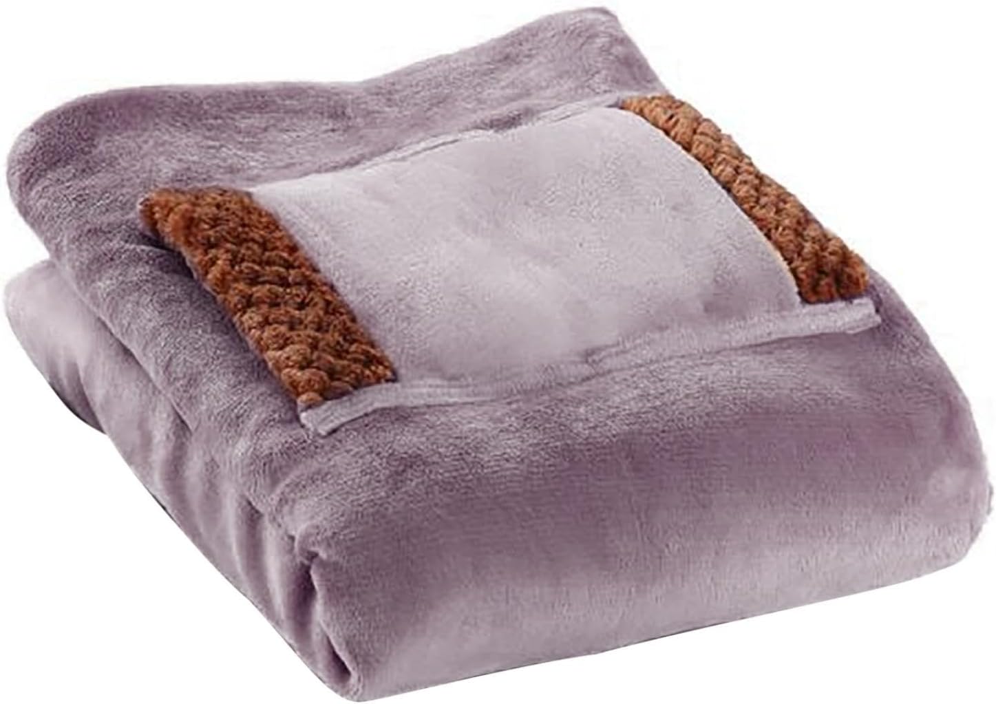 USB Heated Throw Blanket with Hand Warmers Purple