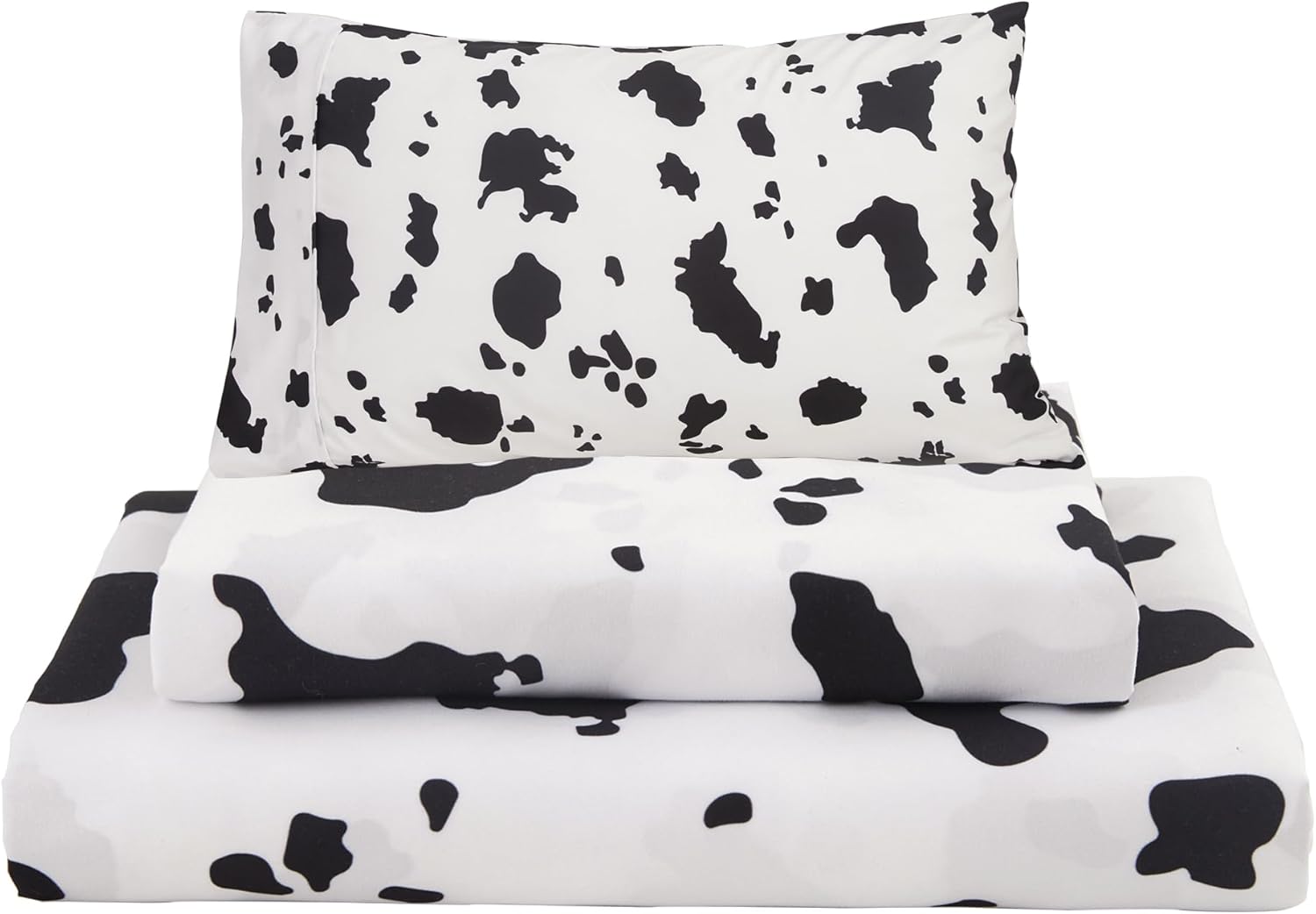 Viviland 3-Piece Cow Print Twin Sheet Set for Kids