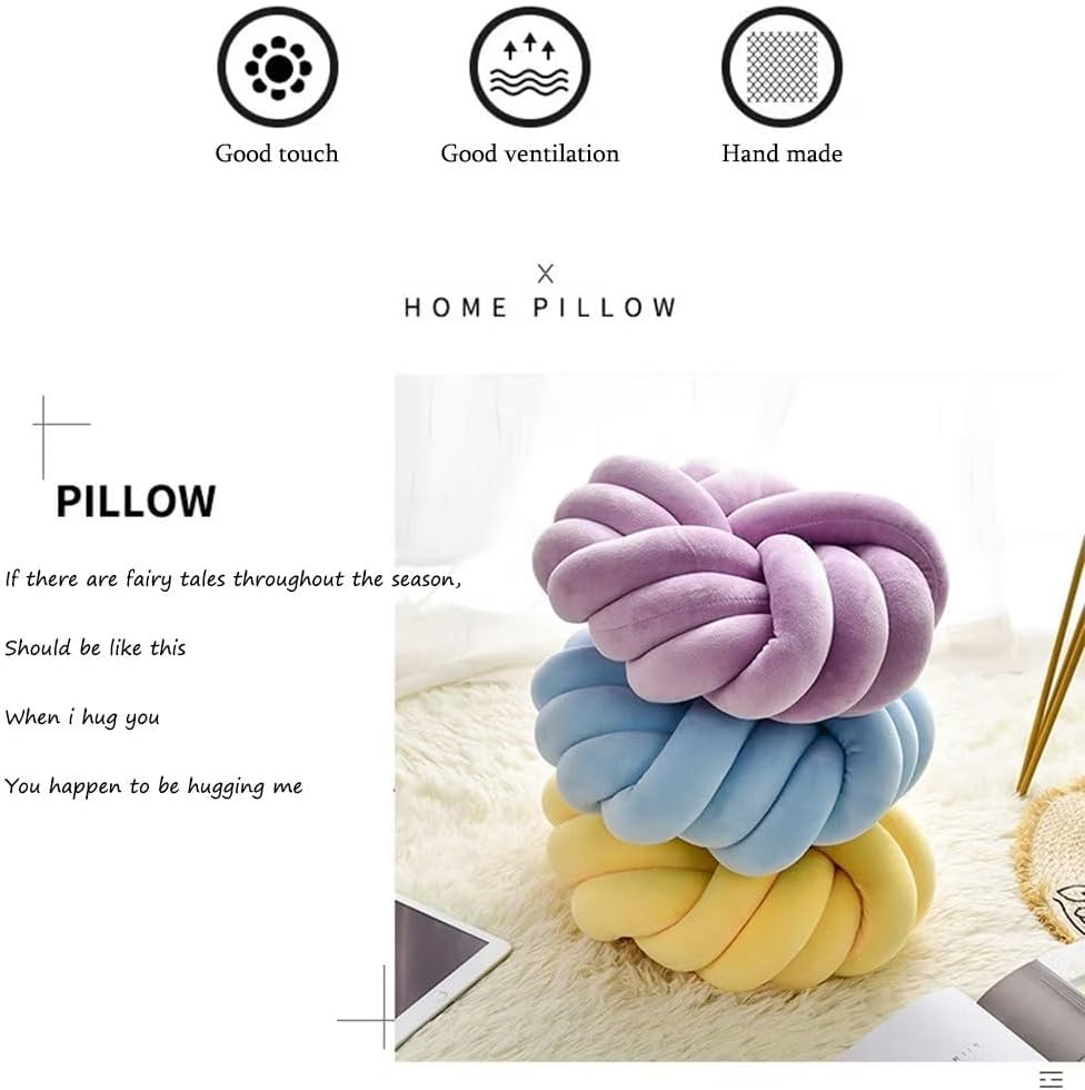 Youjiayi Velvet Knot Pillow Ivory 14x14 Inches