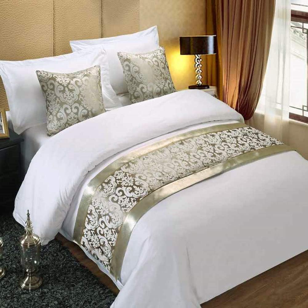 Twelve Silver Bed Runner with Gold Trim